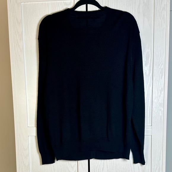 Vintage 90s C. Webb Co Black Beaded Leaf Cardigan Sweater Women's Size L Femme - Picture 2 of 11